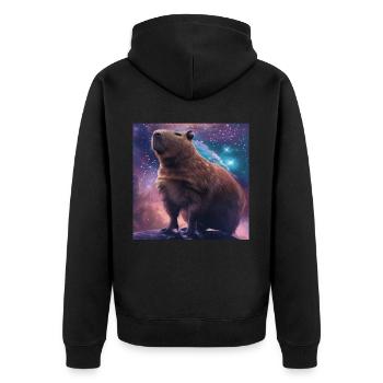 Wasserschwein - Unisex Premium Bio Zip Hoodie - Schwarz - Hinten - Nico (187cm)