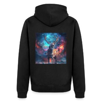 Reh - Unisex Premium Bio Zip Hoodie - Schwarz - Hinten - Nico (187cm)