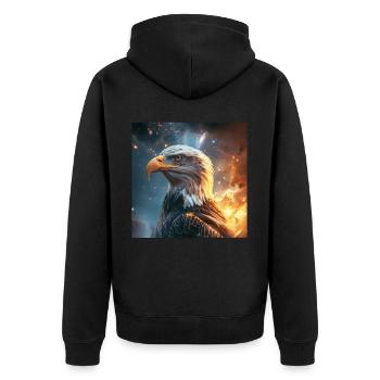 Adler - Unisex Premium Bio Zip Hoodie - Schwarz - Hinten - Nico (187cm)