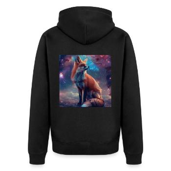 Fuchs - Unisex Premium Bio Zip Hoodie - Schwarz - Hinten - Nico (187cm)