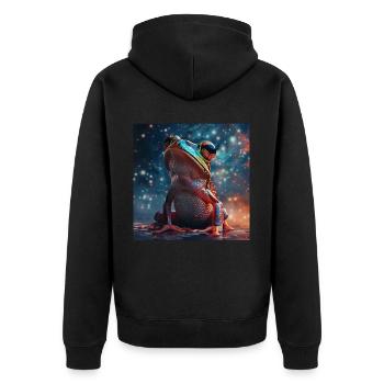 Frog - Unisex Premium Organic Zip Hoodie - black - Back - Nico (187cm)