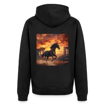 Pferd - Unisex Premium Bio Zip Hoodie - Schwarz - Hinten - Nico (187cm)