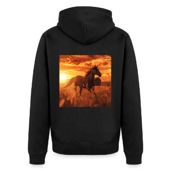 Pferd - Unisex Premium Bio Zip Hoodie - Schwarz - Hinten - Nico (187cm)