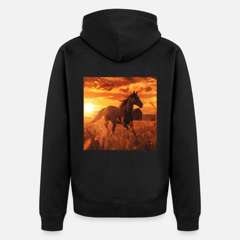 Pferd - Unisex Premium Bio Zip Hoodie - Schwarz