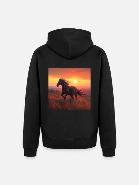 Pferd - Unisex Premium Bio Zip Hoodie - Schwarz