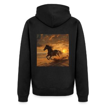 Pferd - Unisex Premium Bio Zip Hoodie - Schwarz - Hinten - Nico (187cm)