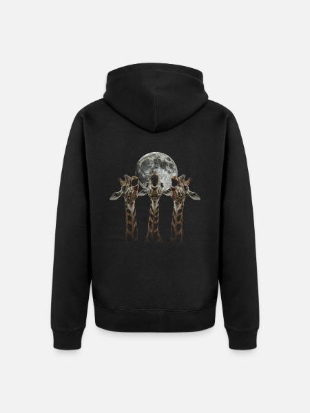 Giraffe Tier Heulender Mond - Unisex Premium Bio Zip Hoodie - Schwarz