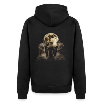 Dogue Allemand Chien Lune Hurlante - Veste à capuche bio Premium Unisexe - noir - Dos - Nico (187cm)