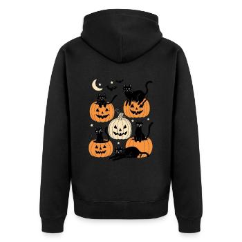 Lustige Katzen Halloween - Unisex Premium Bio Zip Hoodie - Schwarz - Hinten - Nico (187cm)