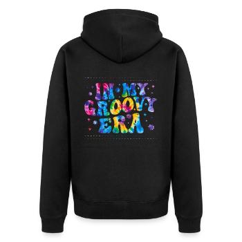 Groovy Tie Dye Friedens Liebeszeichen Retro Hippie - Unisex Premium Bio Zip Hoodie - Schwarz - Hinten - Nico (187cm)