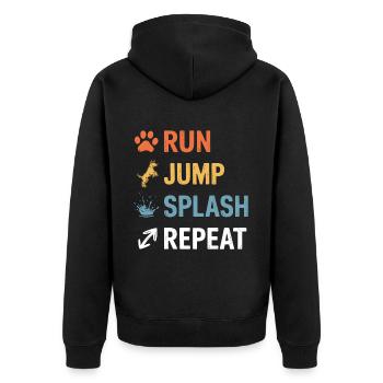 Dock Diving Spruch Dog Diving Dock Diving Geschenk - Unisex Premium Bio Zip Hoodie - Schwarz - Hinten - Nico (187cm)