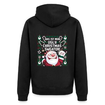 Pull de Noël moche Weihnachten Noël Père Noël - Veste à capuche bio Premium Unisexe - noir - Dos - Nico (187cm)