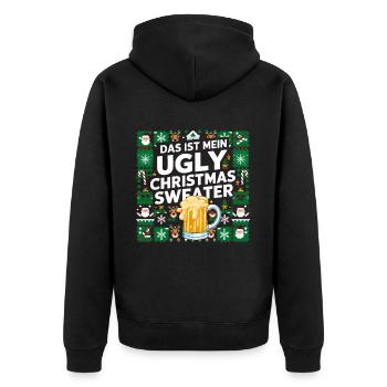 Pull de Noël laid Noël Noël Père Noël Bière - Veste à capuche bio Premium Unisexe - noir - Dos - Nico (187cm)