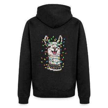 Lama Alpaga Noël laid Noël Noël Père Noël - Veste à capuche bio Premium Unisexe - noir - Dos - Nico (187cm)