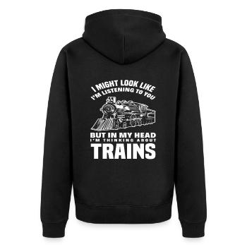 J’écoute, mais je pense aux trains - Veste à capuche bio Premium Unisexe - noir - Dos - Nico (187cm)