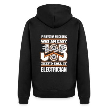 Einfacher Job, würden sie es Elektrikerreparatur nennen - Unisex Premium Bio Zip Hoodie - Schwarz - Hinten - Nico (187cm)
