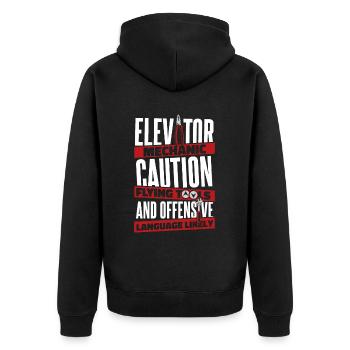 Flugwerkzeuge und beleidigende Sprache wahrscheinlich - Unisex Premium Bio Zip Hoodie - Schwarz - Hinten - Nico (187cm)