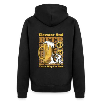 Elevator And Beer That's Why I'm Here Elevator - Unisex Premium Organic Zip Hoodie - black - Back - Nico (187cm)