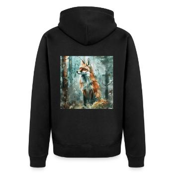 Fuchs - Unisex Premium Bio Zip Hoodie - Schwarz - Hinten - Nico (187cm)