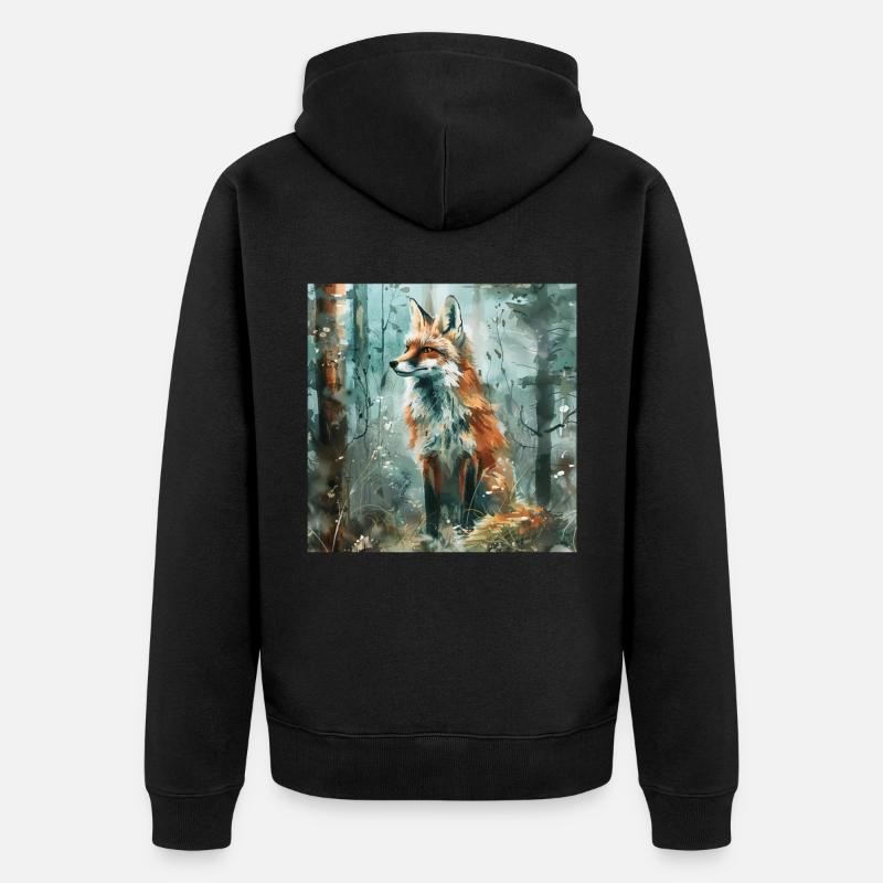 Renard - Veste à capuche bio Premium Unisexe - noir