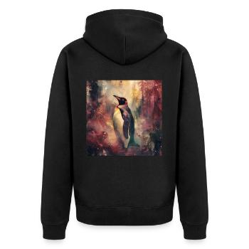 Penguin - Unisex Premium Organic Zip Hoodie - black - Back - Nico (187cm)