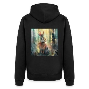 Kaninchen - Unisex Premium Bio Zip Hoodie - Schwarz - Hinten - Nico (187cm)