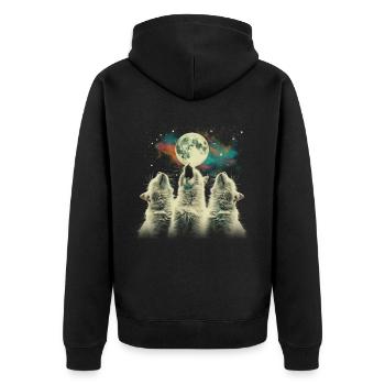 Chat de l’Himalaya Lune hurlante - Veste à capuche bio Premium Unisexe - noir - Dos - Nico (187cm)