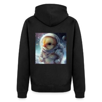 Huhn - Unisex Premium Bio Zip Hoodie - Schwarz - Hinten - Nico (187cm)