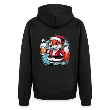 Fuchs fox Ugly Christmas Weihnachten Xmas Bier - Unisex Premium Bio Zip Hoodie - Schwarz - Hinten - Nico (187cm)