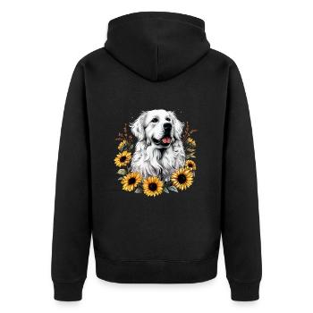 Great Pyrenees dog - Unisex Premium Bio Zip Hoodie - Schwarz - Hinten - Nico (187cm)