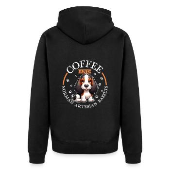 Coffee and Basset Artésien Normand - Unisex Premium Organic Zip Hoodie - black - Back - Nico (187cm)
