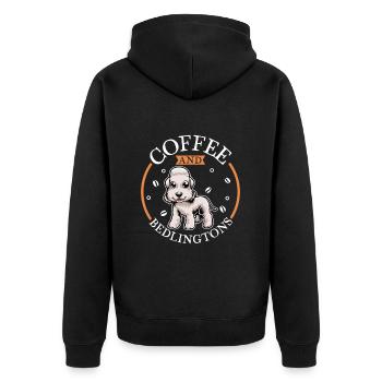 Coffee and Bedlington Terrier - Unisex Premium Organic Zip Hoodie - black - Back - Nico (187cm)