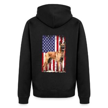 Belgian Malinois - Unisex Premium Bio Zip Hoodie - Schwarz - Hinten - Nico (187cm)