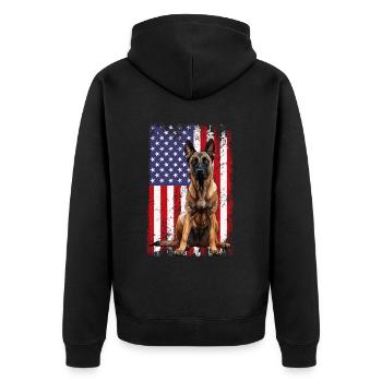 Belgian Malinois - Unisex Premium Bio Zip Hoodie - Schwarz - Hinten - Nico (187cm)