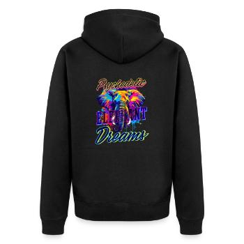 Elefant Psychedelische Elefantenträume - Unisex Premium Bio Zip Hoodie - Schwarz - Hinten - Nico (187cm)