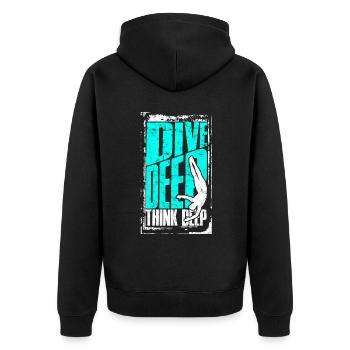 Diver Scuba Diving Dive Deep Think Deep - Unisex Premium Organic Zip Hoodie - black - Back - Nico (187cm)