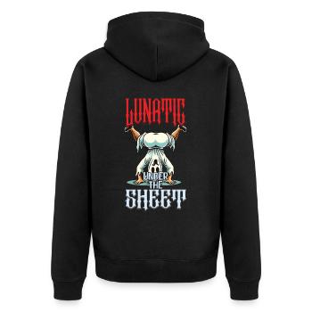 Funny Ghost Design Humorous Sarcastic - Unisex Premium Organic Zip Hoodie - black - Back - Nico (187cm)