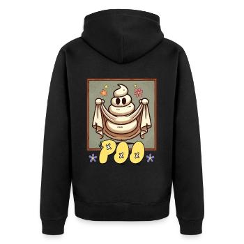 Lustiges Kackhaufen Gespenst Poo Anstatt Boo - Unisex Premium Bio Zip Hoodie - Schwarz - Hinten - Nico (187cm)