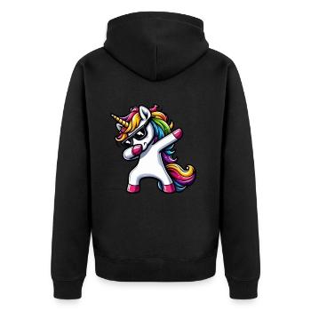 Licorne à pois surprise Rainbow Girl - Veste à capuche bio Premium Unisexe - noir - Dos - Nico (187cm)