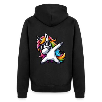 Licorne à pois surprise Rainbow Girl - Veste à capuche bio Premium Unisexe - noir - Dos - Nico (187cm)