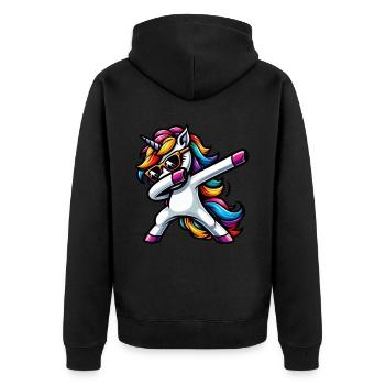 Licorne à pois surprise Rainbow Girl - Veste à capuche bio Premium Unisexe - noir - Dos - Nico (187cm)