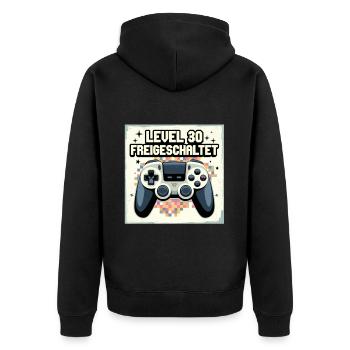 Manette de jeu déverrouillée de niveau 30 - Veste à capuche bio Premium Unisexe - noir - Dos - Nico (187cm)