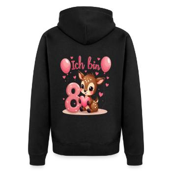 Sweet Deer J’ai 8 enfants 8ème anniversaire fille - Veste à capuche bio Premium Unisexe - noir - Dos - Nico (187cm)