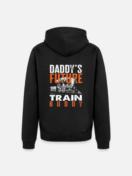 Daddy's Future Train Buddy Locomotive - Unisex Premium Organic Zip Hoodie - black