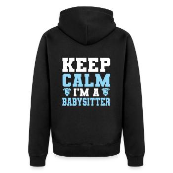 Babysitter Babysitting - Unisex Premium Organic Zip Hoodie - black - Back - Nico (187cm)