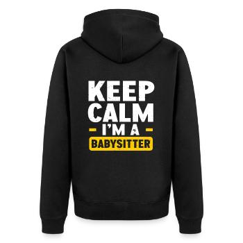 Babysitter Babysitting - Unisex Premium Organic Zip Hoodie - black - Back - Nico (187cm)
