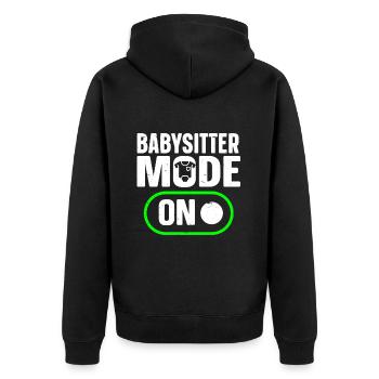 Babysitter Babysitting - Unisex Premium Organic Zip Hoodie - black - Back - Nico (187cm)