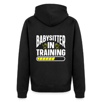 Babysitter Babysitting - Unisex Premium Organic Zip Hoodie - black - Back - Nico (187cm)