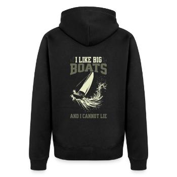 I Like Big Boats And I Cannot Lie – Sailing Design - Unisex Premium Organic Zip Hoodie - black - Back - Nico (187cm)