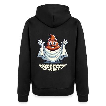 Lustiges Kackhaufen Gespenst Humorvolles Design - Unisex Premium Bio Zip Hoodie - Schwarz - Hinten - Nico (187cm)